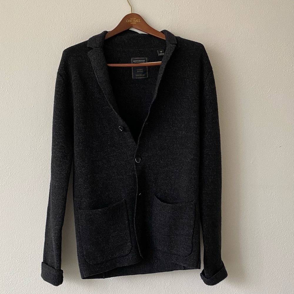 Scotch & Soda slim-fit wool cardigan, dark grey